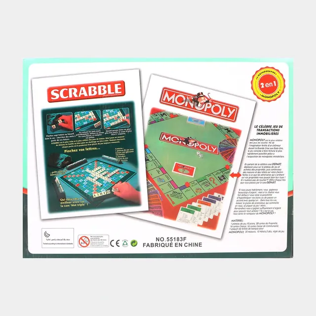 2-in-1 Scrabble & Monopoly Family Board Game image