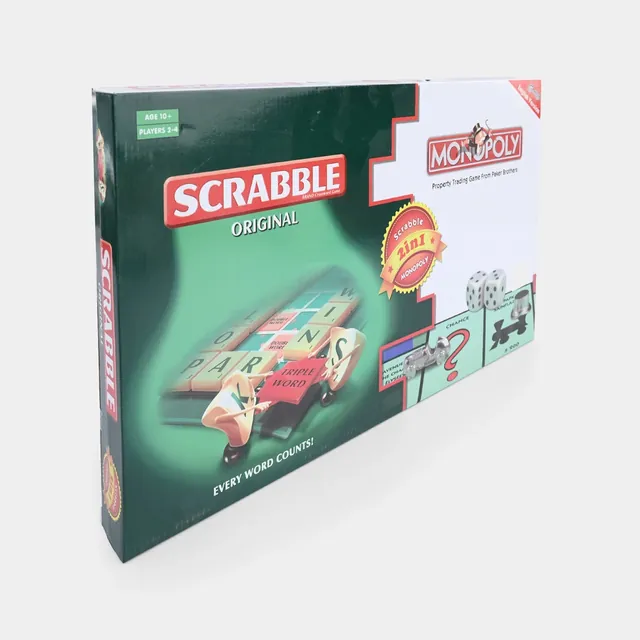 2-in-1 Scrabble & Monopoly Family Board Game