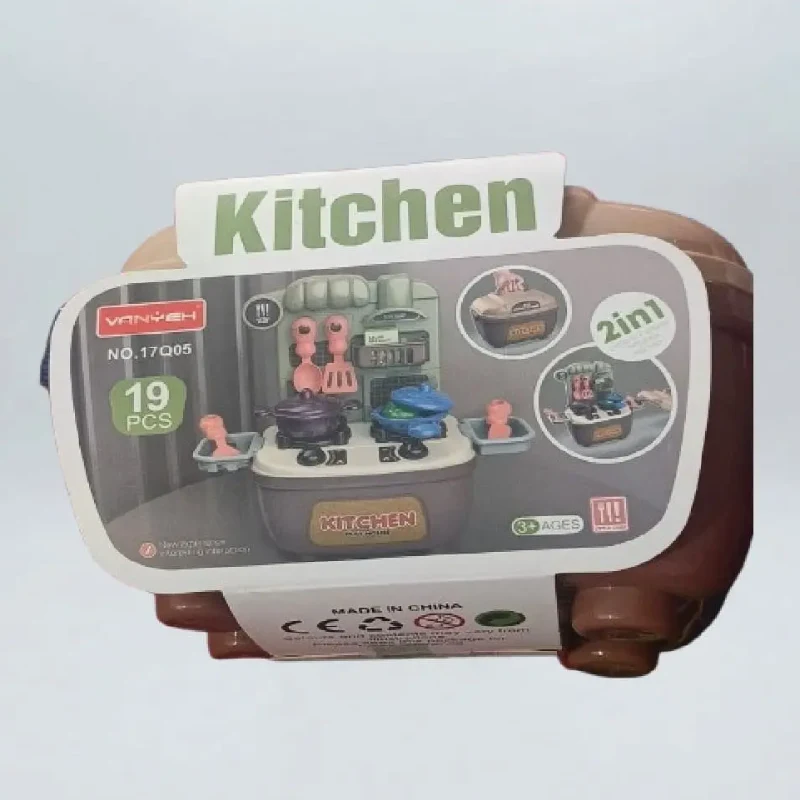 19-Piece Mini Kitchen Cooking Playset with Pots & Utensils