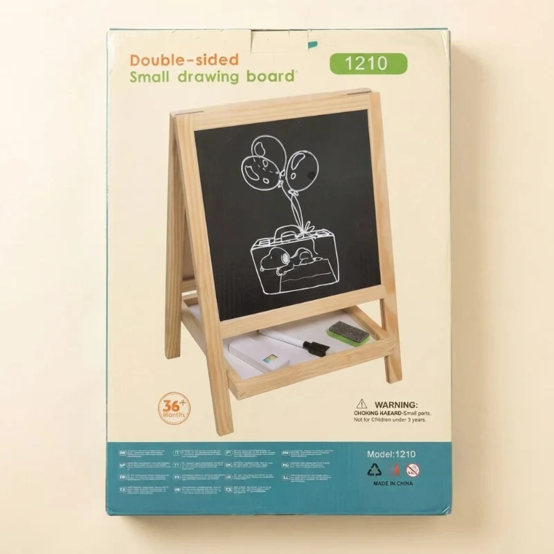 Double-Sided Wooden Blackboard & Magnetic Whiteboard