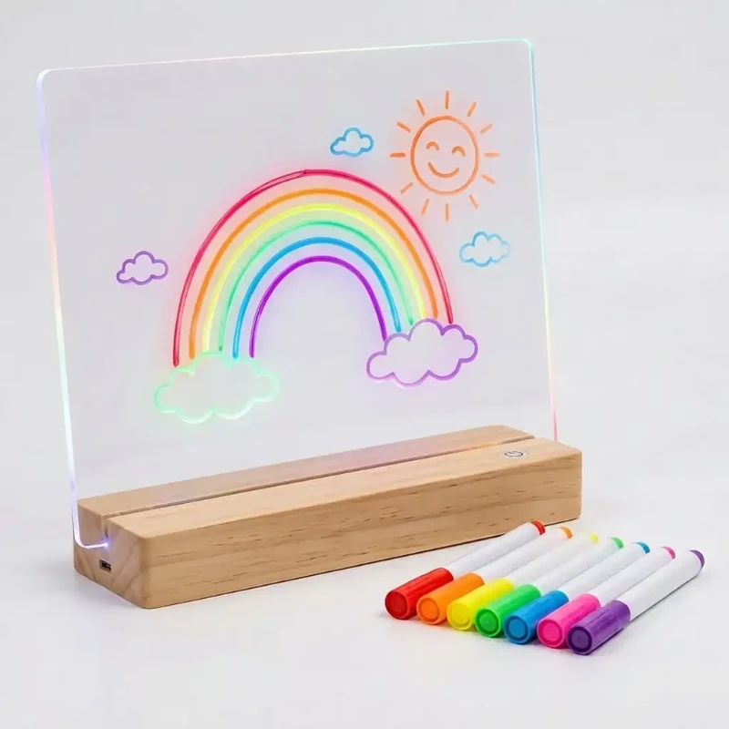 Illuminated Acrylic LED Message Board with 7 Neon Pens