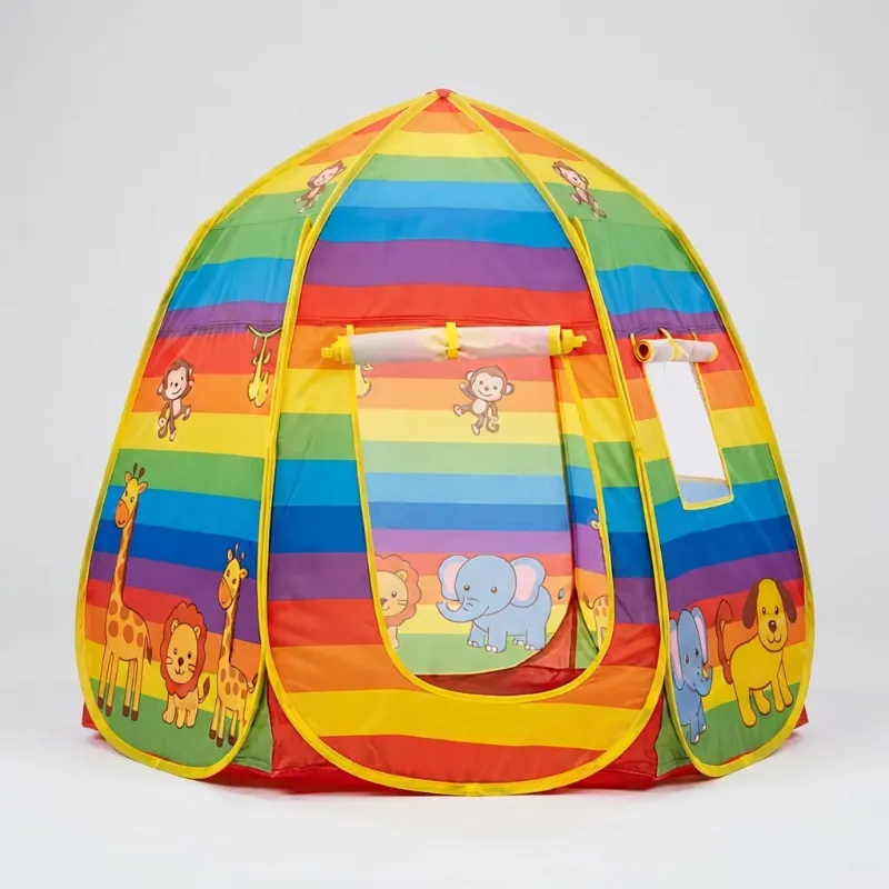 Kids Pop-Up Jungle Play Tent House with Roll-Up Door