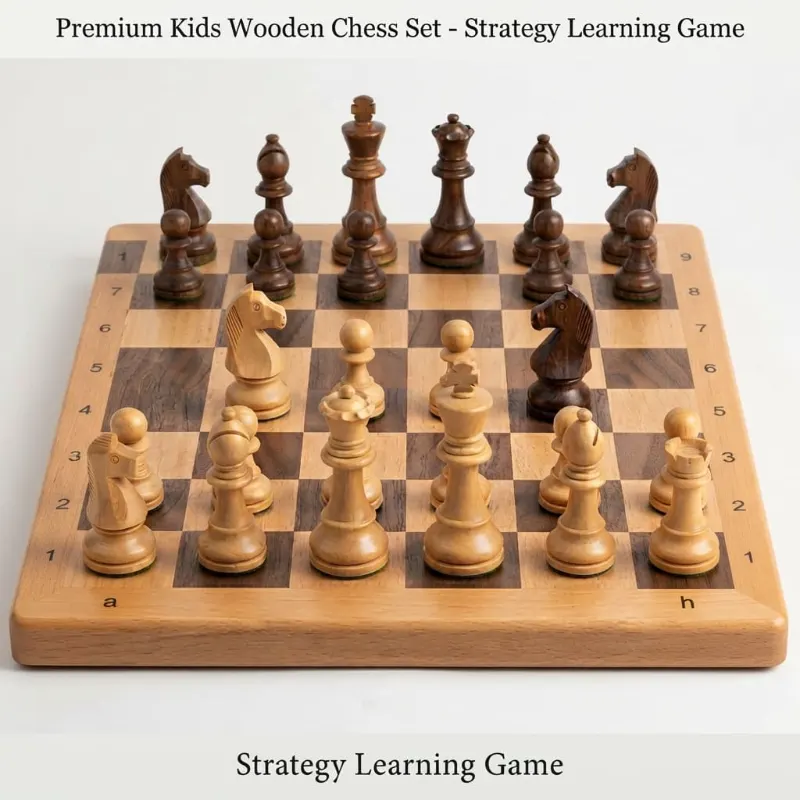 Handcrafted Wooden Chess Set with Folding Board