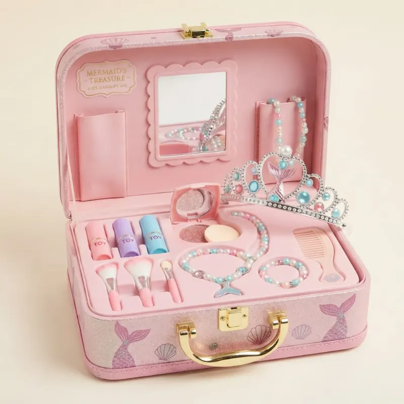 Kids Mermaid Pretend Makeup & Jewelry Beauty Case
