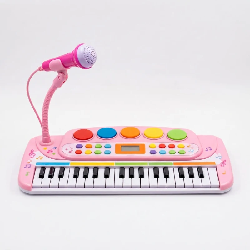 25-Key Kids Electronic Piano Keyboard with Microphone & Stool