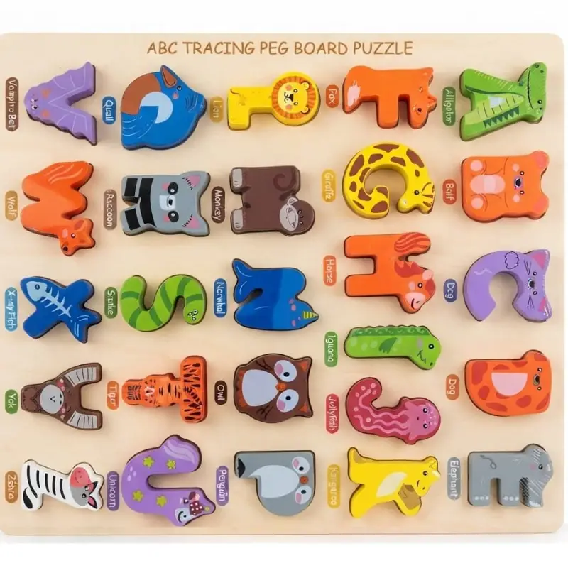 Montessori Wooden Alphabet ABC Tracing & Peg Board