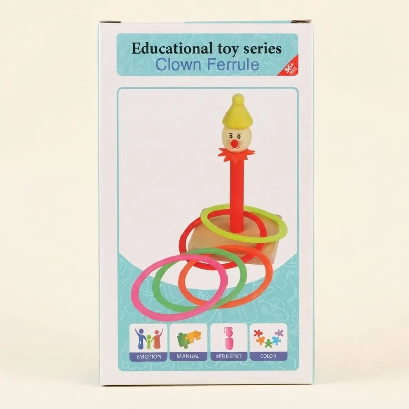 Wooden Clown Ring Toss & Ferrule Active Game Set