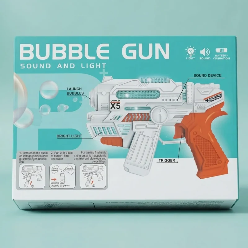 Automatic Electric Bubble Gun with Colorful Lights & Music for Kids