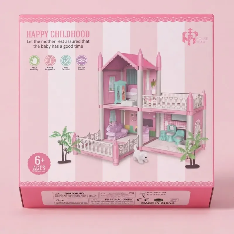 Happy Children Villa Doll House Playset with Furniture for Girls
