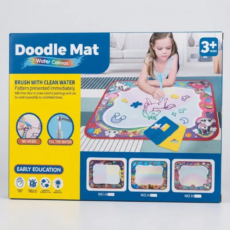 Magical Water Canvas Doodle Mat for Kids with Magic Water Pens view 2