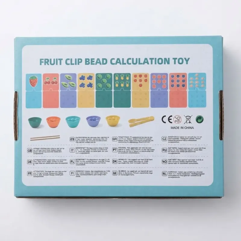 Montessori Wooden Fruit Clip Beads & Color Sorting Game view 2
