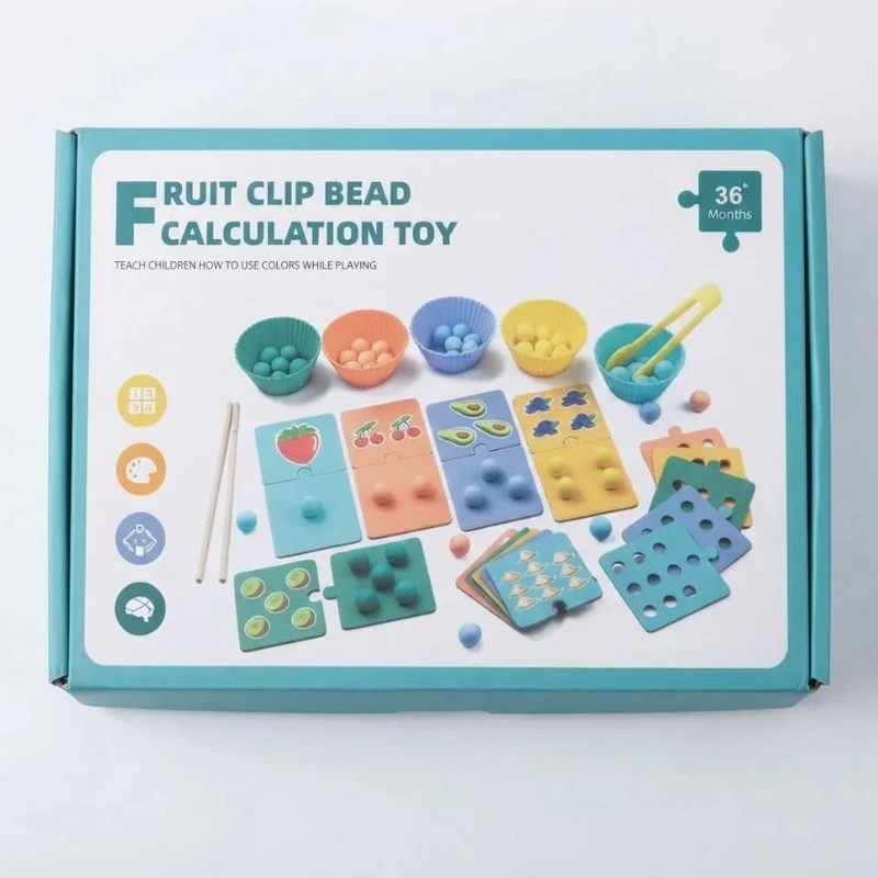 Montessori Wooden Fruit Clip Beads & Color Sorting Game