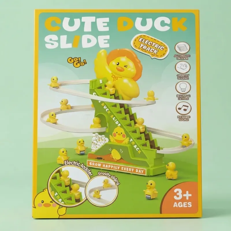 Small Duck Roller Coaster Track Slide Toy with Lights & Music