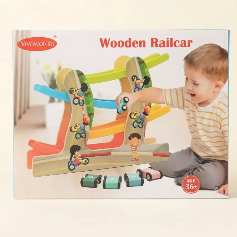 The Three-Section Wooden Train Stacking Blocks Pull Toy