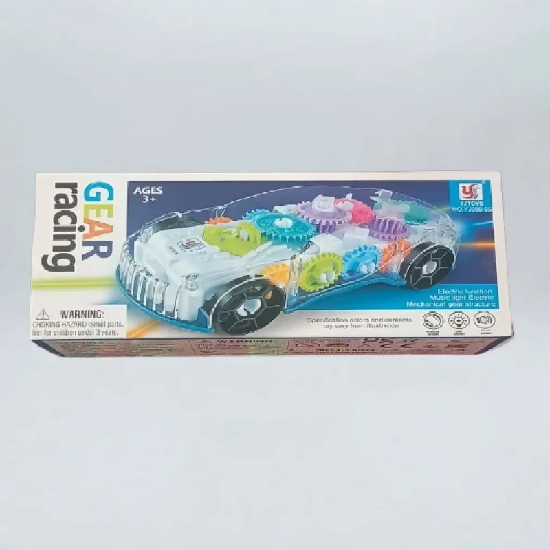 Transparent 3D Gear Racing Car Toy with LED Lights & Music view 2