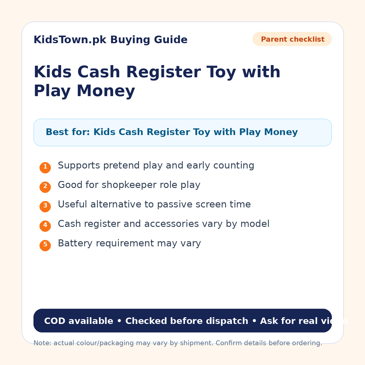 Kids Cash Register Toy with Play Money buying guide image - KidsTown Pakistan