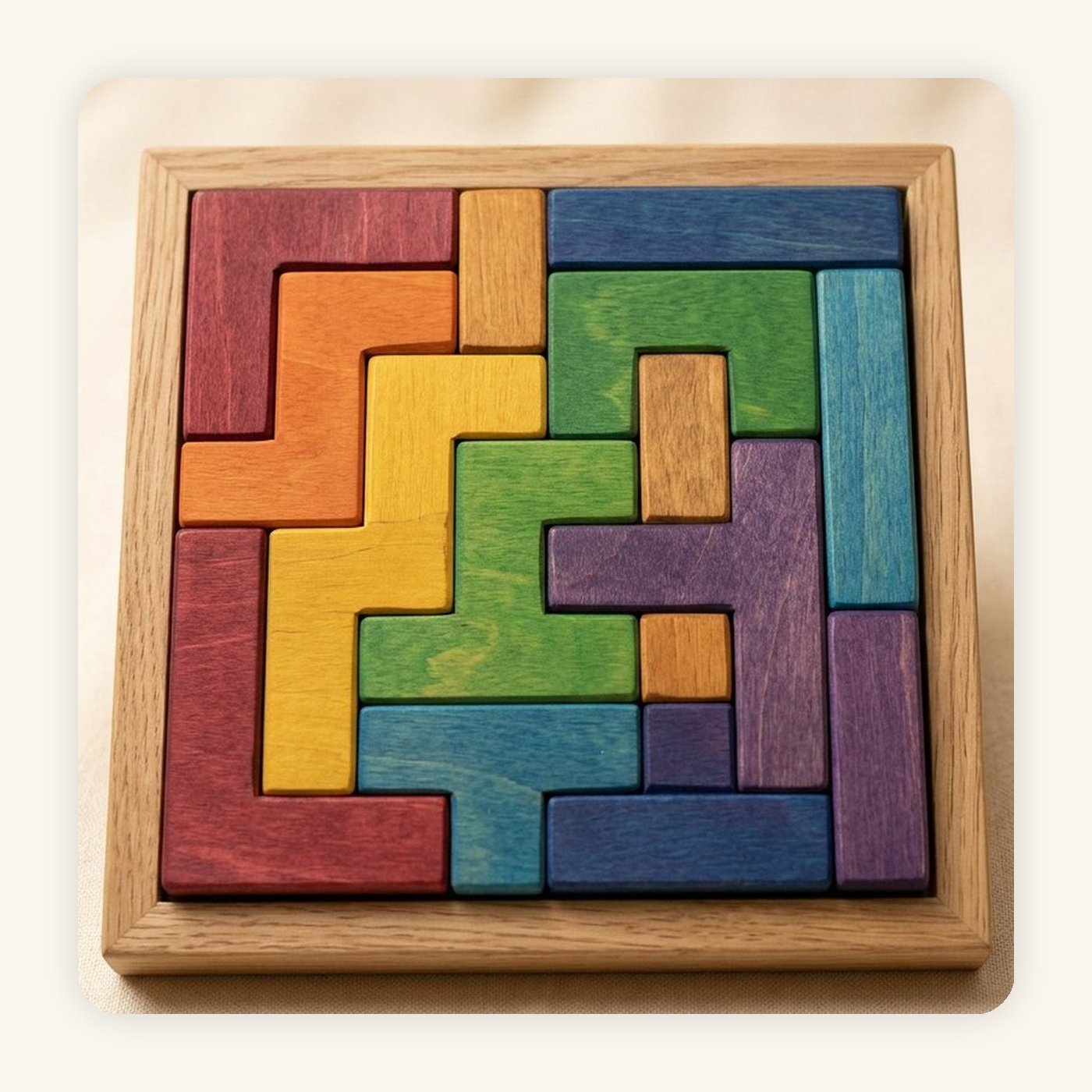 Wooden Russian Puzzle Blocks 40 Pieces close-up product photo - KidsTown Pakistan