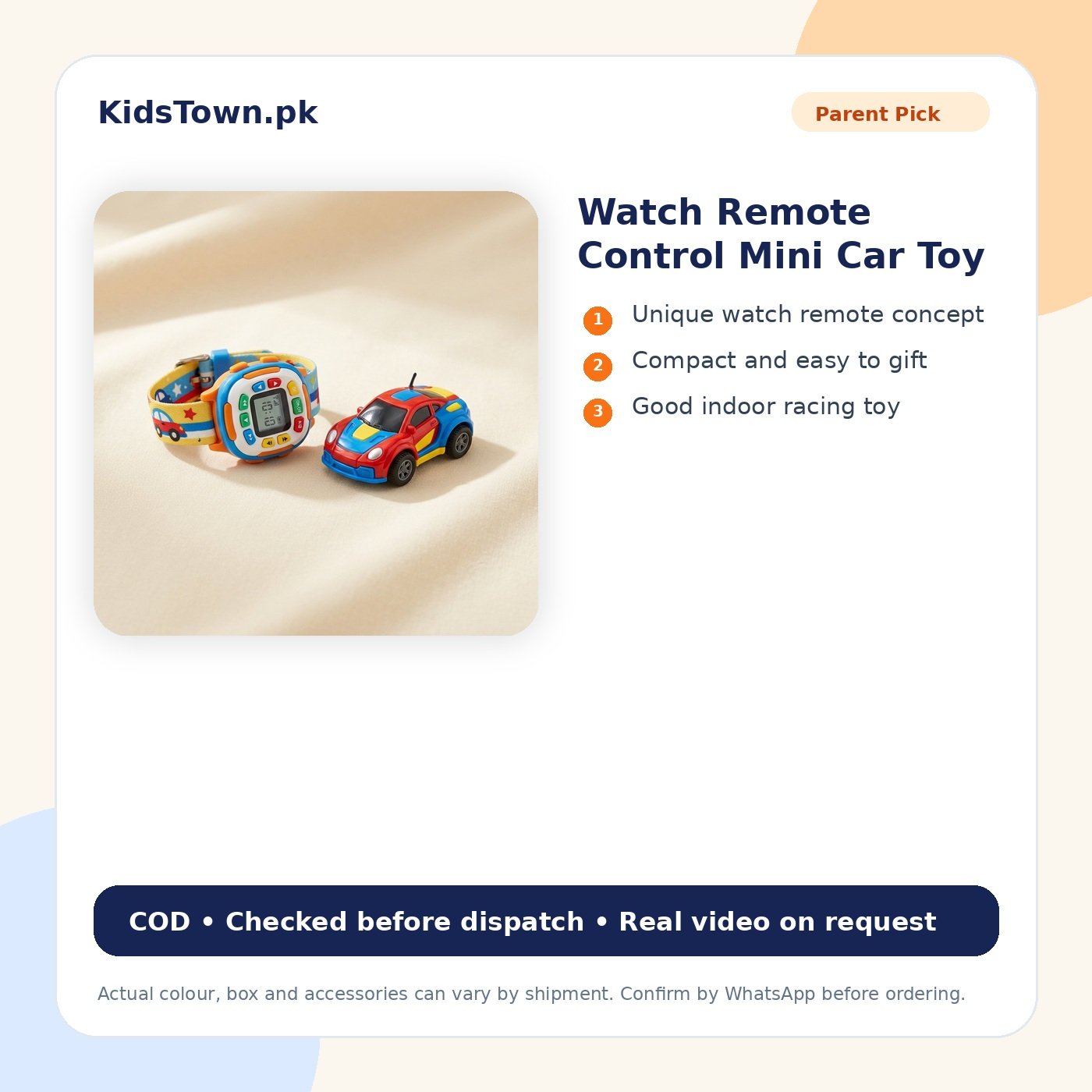 Watch Remote Control Mini Car Toy benefit image - KidsTown Pakistan