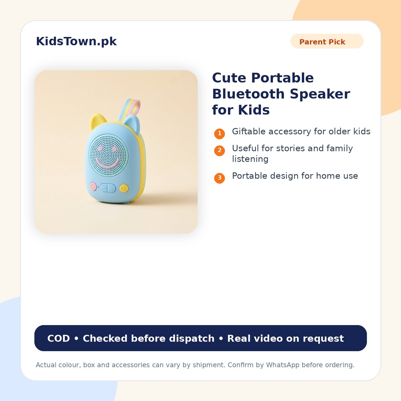 Cute Portable Bluetooth Speaker for Kids benefit image - KidsTown Pakistan