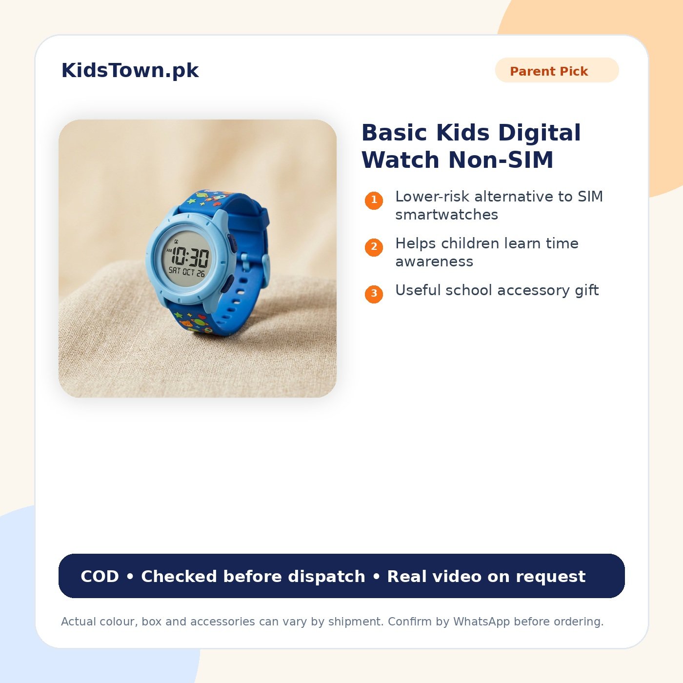 Basic Kids Digital Watch Non-SIM benefit image - KidsTown Pakistan