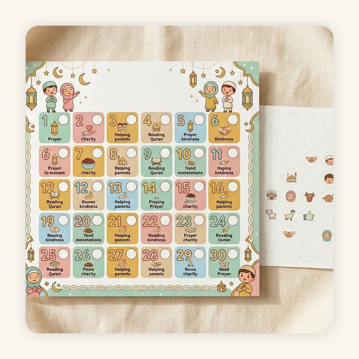 Ramadan Good Deeds Chart for Kids close-up product photo - KidsTown Pakistan