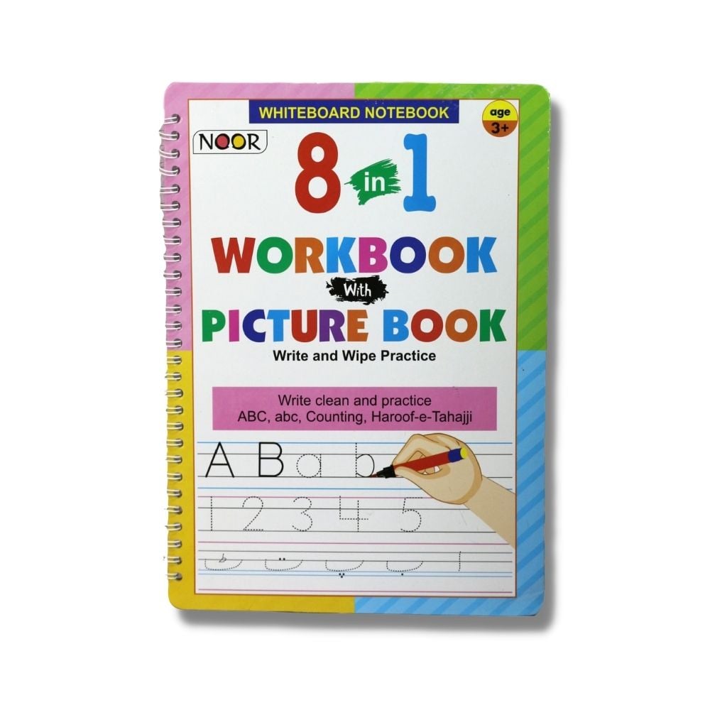 8 in 1 Write and Wipe Practice Book With Marker And Duster – Art & Craft for Kids in Pakistan – KidsTown.pk