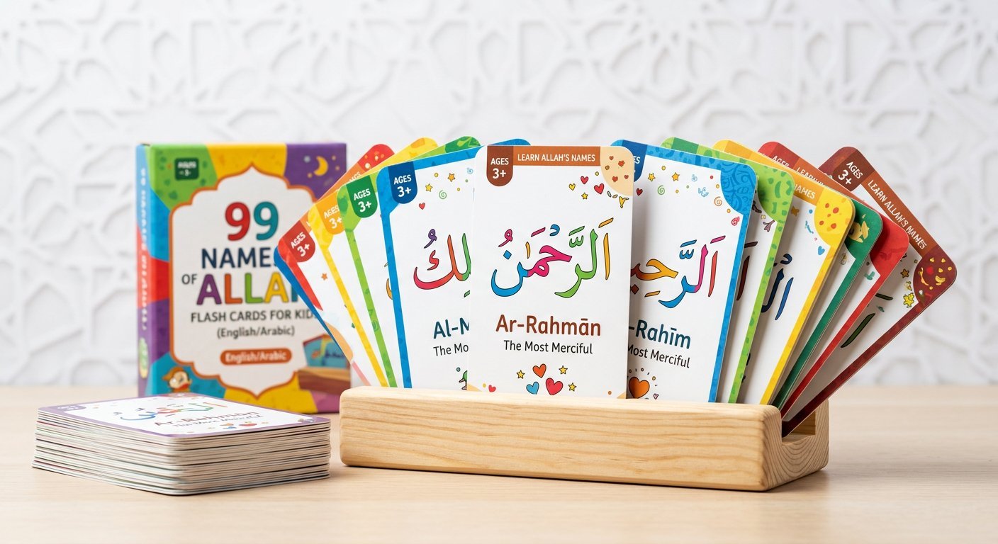 99 Names of Allah Wooden Flash Cards with Stand product image - KidsTown Pakistan