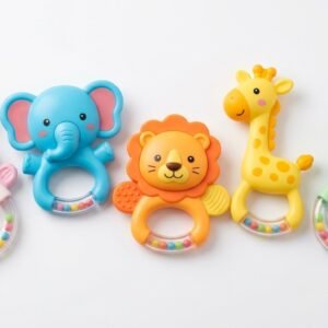 Baby Rattle Set with Cute Animal Designs (0-12 Months) — BPA-Free Teething Rattles