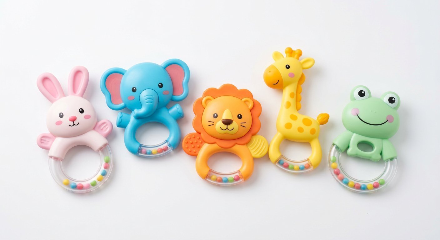 Baby Rattle Set with Cute Animal Designs (0-12 Months) β BPA-Free Teething Rattles