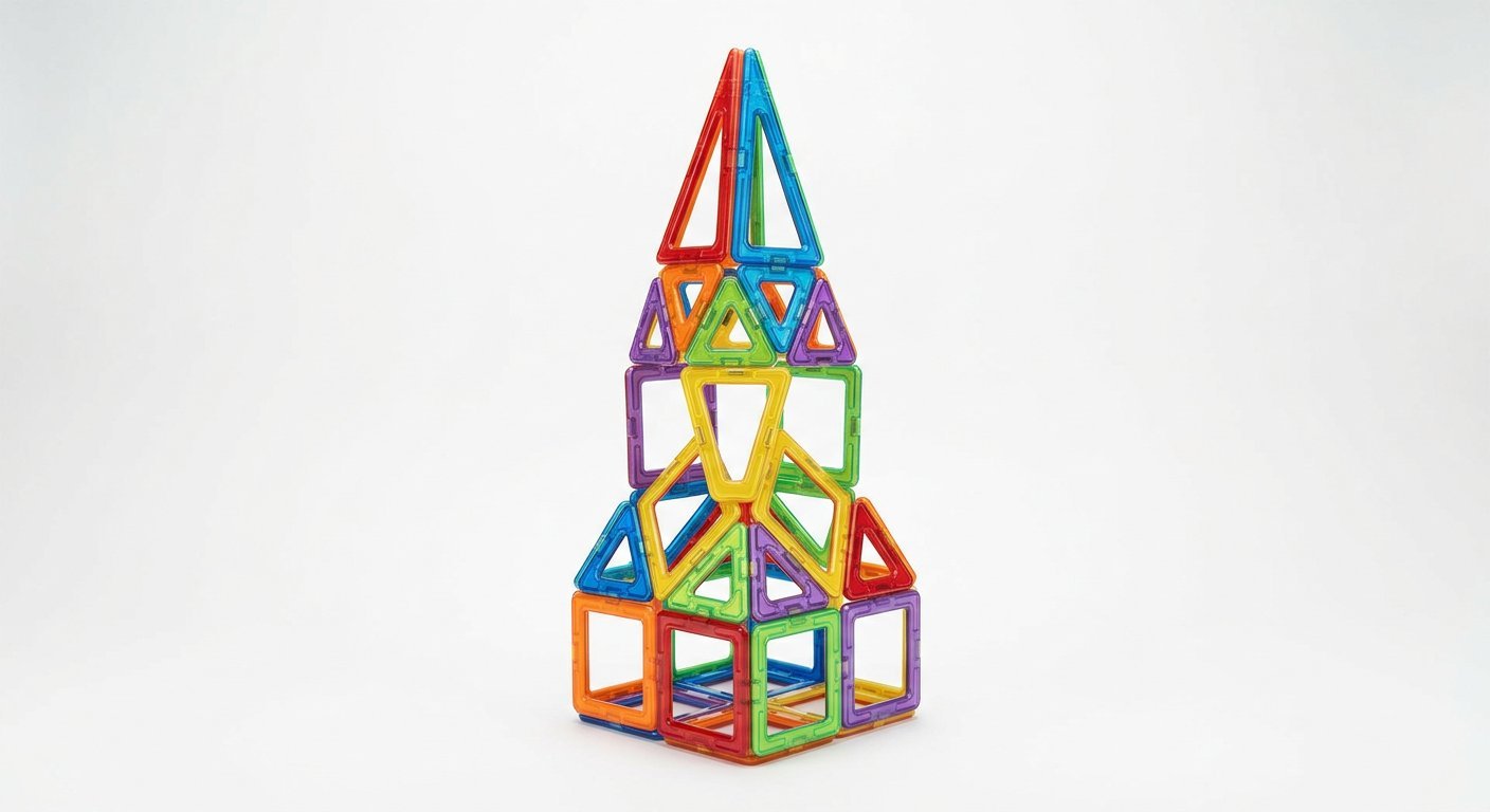 Magnetic Building Tiles - Colorful 3D Tower