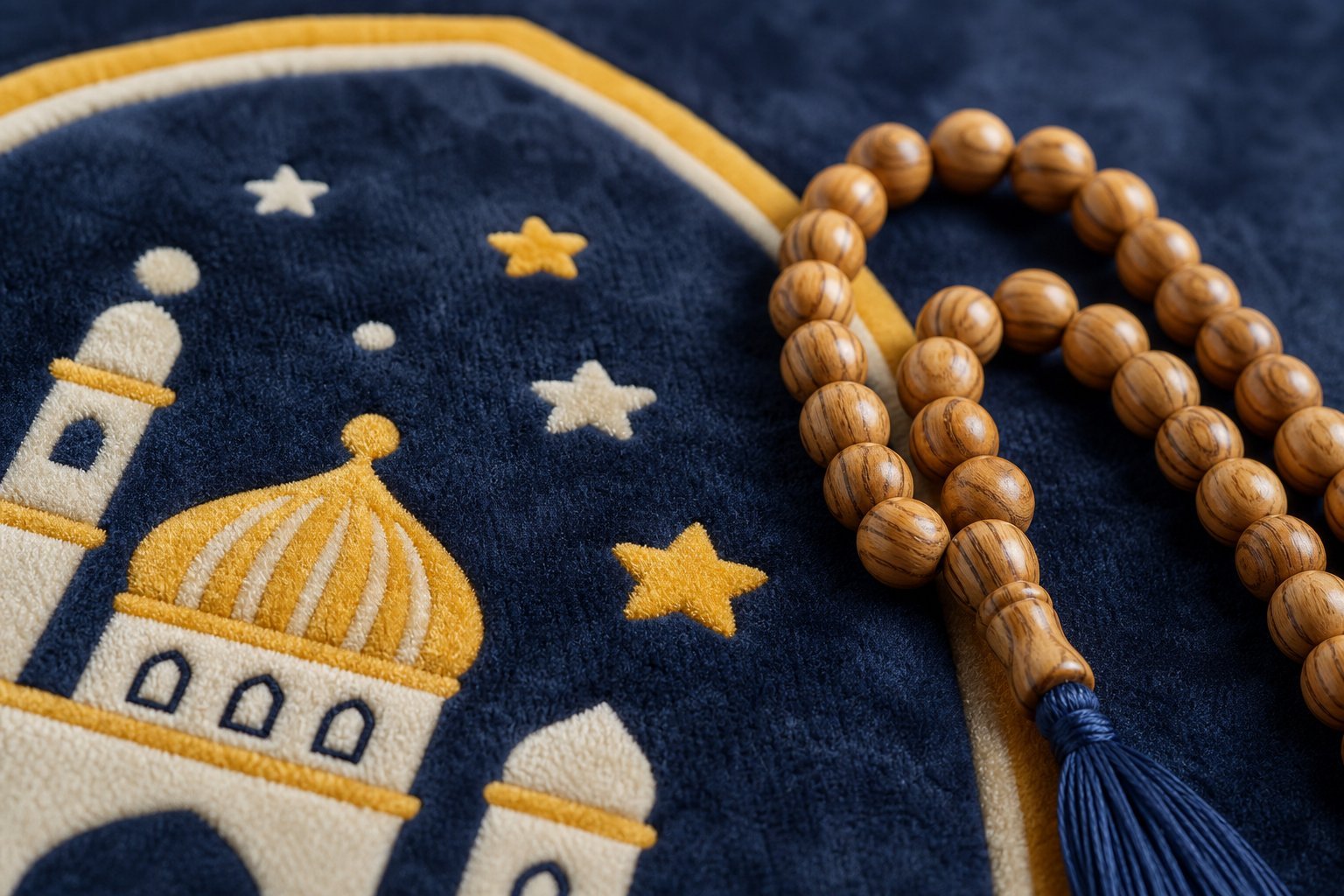 My First Salah Gift Set for Kids - Velvet Prayer Mat & Tasbeeh Detail