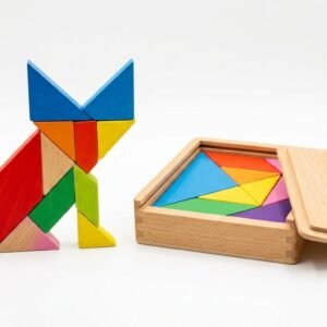 Wooden Tangram Puzzle Set — 7-Piece Montessori Shape Game (Ages 3-8)
