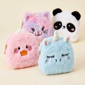 Fluffy Character Plush Pouch – Unicorn, Cat, Duck or Panda