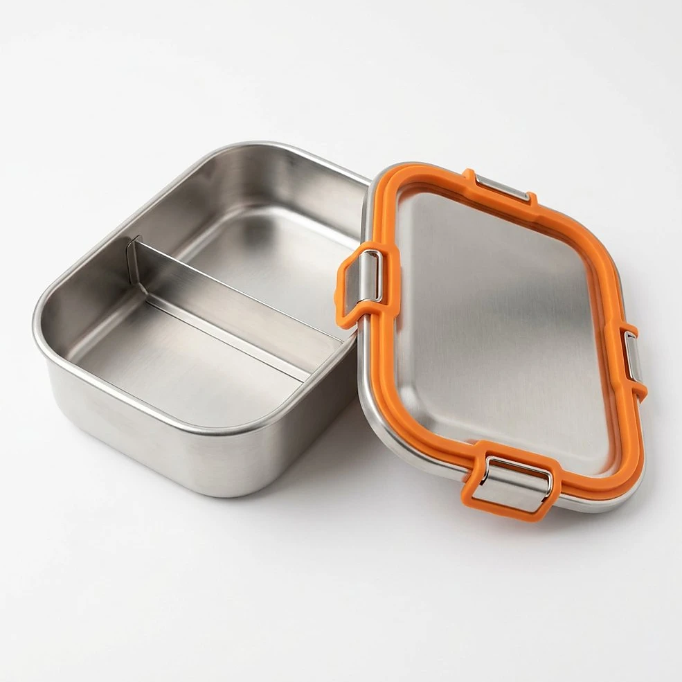 2 Compartments Stainless Steel Lunch Box – School Essential for Kids Pakistan – KidsTown.pk Pakistan