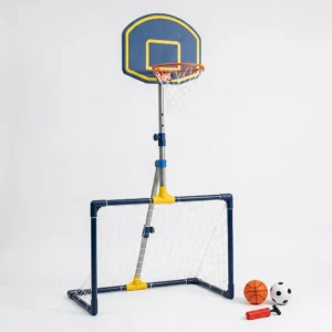 2-in-1 Basketball Hoop & Soccer Goal Set for Kids – Indoor & Outdoor Sports Training Game with Ball Pump | Interactive Sports Toy for Boys & Girls – KidsTown.pk Pakistan