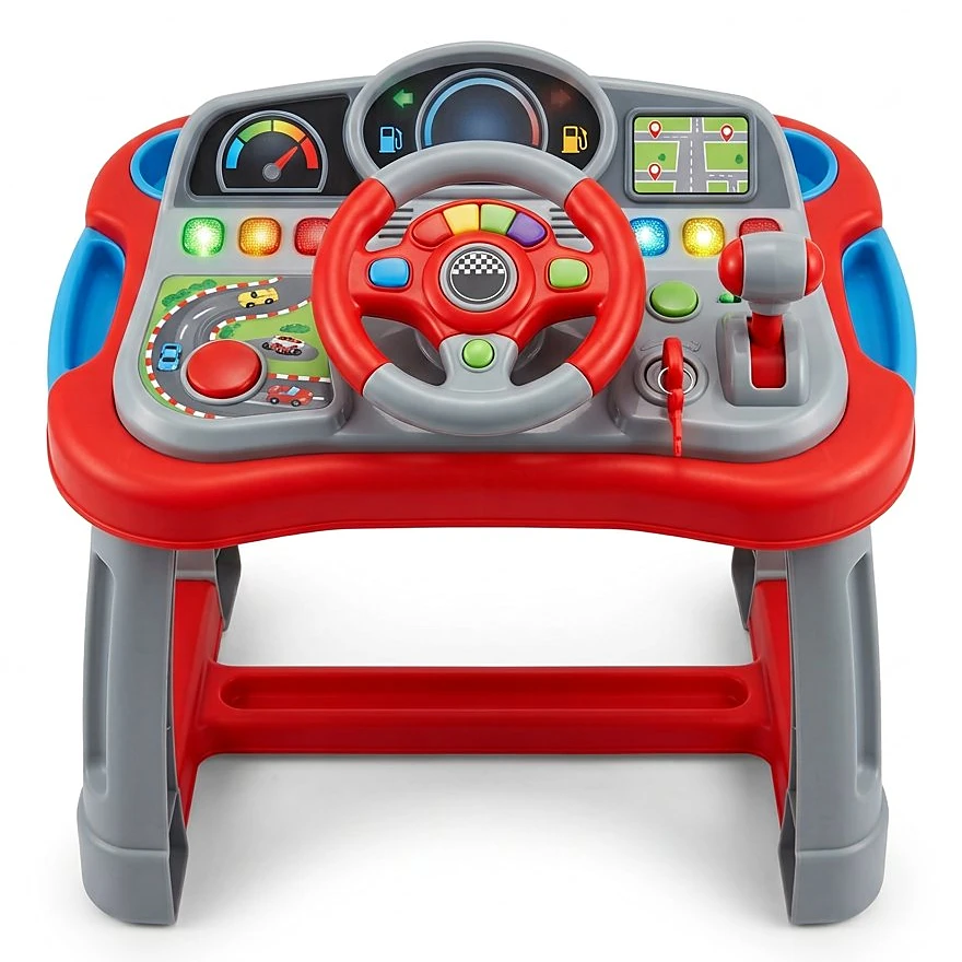 2-in-1 Racer Driver’s Activity Table Toy - Interactive Steering, Lights & Sounds for Toddlers (18+ Months) – KidsTown.pk Pakistan