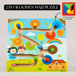 2-in-1 Wooden Maze & Puzzle Game — Magnetic Path Brain Toy for Kids – KidsTown.pk Pakistan