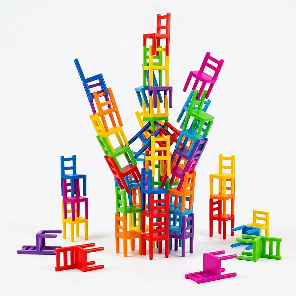 36 Pieces Acrobatic Colorfull Stacking Chair Block – Montessori Learning Toy for Kids – KidsTown.pk Pakistan