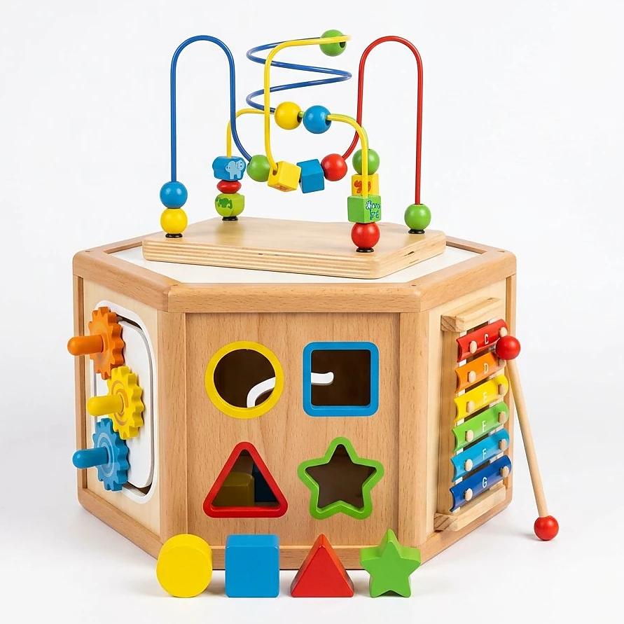 4-in-1 Multi-Purpose Wooden Activity Toy for Kids - Ground Mouse Design – KidsTown.pk Pakistan