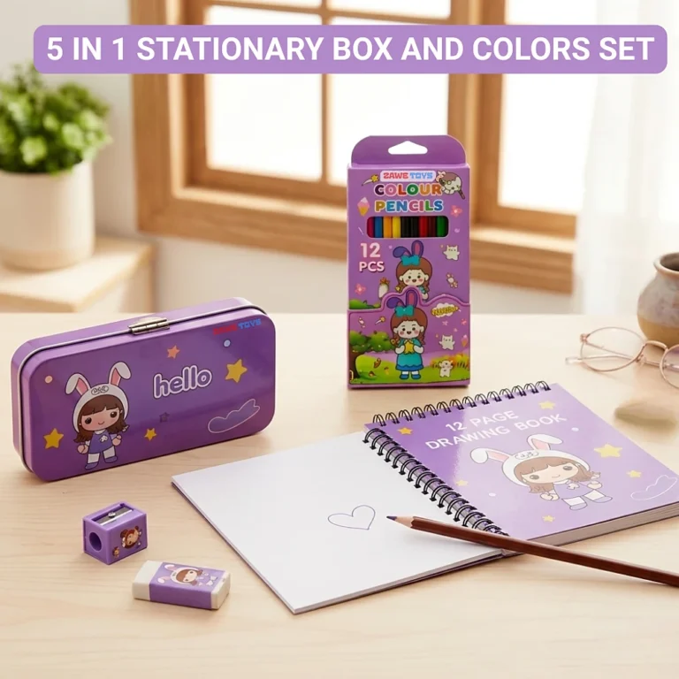 5-in-1 Kids Stationery & Color Kit Gift Box — Back to School Set