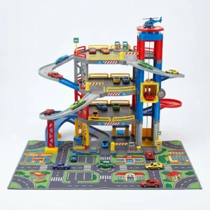 53-Piece Parking Garage Playset with Metal Cars & Road Carpet – Car Parking Lot Toy for Kids with Accessories (Ages 3+) – KidsTown.pk Pakistan