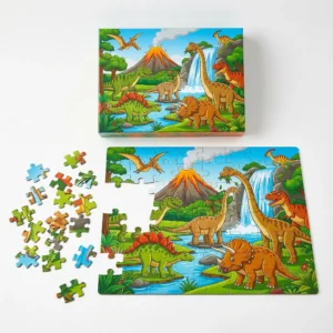 63-Piece Dinosaur World Jigsaw Puzzle for Kids – Educational Prehistoric Adventure Puzzle – KidsTown.pk Pakistan