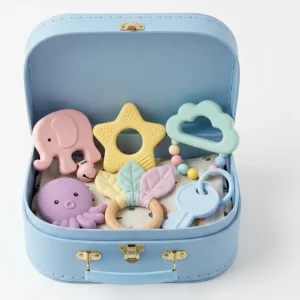 Baby Rattles & Teether Set With Storage Suitcase – Baby Toy & Essential Pakistan – KidsTown.pk Pakistan