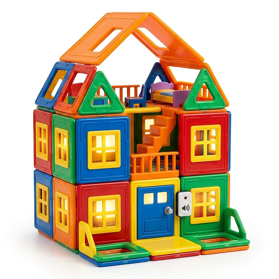 House Magnetic Building Blocks With Light & Sound – STEM Building Toy Pakistan – KidsTown.pk Pakistan