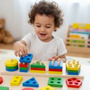Multiple Column Geometric Shape Puzzle — Wooden Stacking & Sorting Toy – KidsTown.pk Pakistan