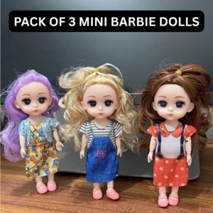 Pack of 3 Mini Barbie Dolls with Dresses & Shoes — Girls Doll Play Set – KidsTown.pk Pakistan