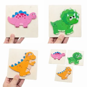 Set of 3 Mini Dinosaur Wooden Puzzles for Toddlers – KidsTown.pk Pakistan