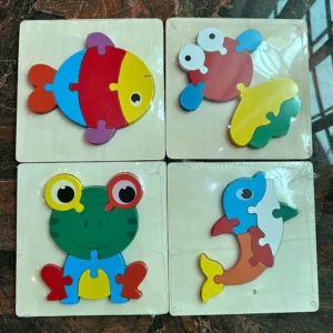 Set of 4 Wooden Jigsaw Puzzles (Animals, Machines, Marine) for Kids – KidsTown.pk Pakistan