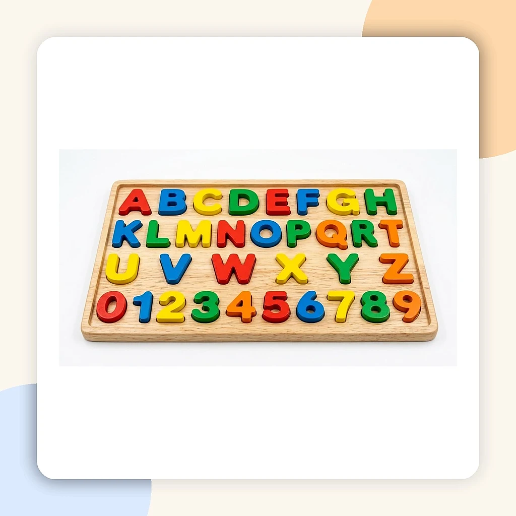 Wooden Alphabet & Number Puzzle Board (Ages 3-6)