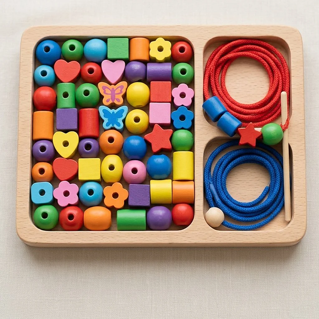 Wooden Lacing Beads Set for Fine Motor Skills – KidsTown.pk Pakistan